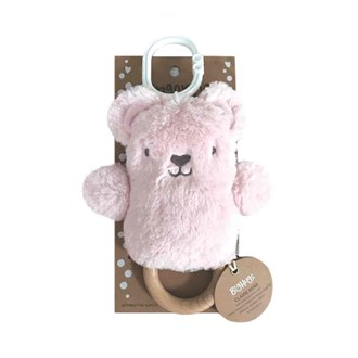 OB Designs Baby Rattle & Teething Ring - Claire Bear (Pink)