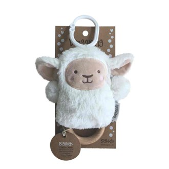 OB Designs Baby Rattle & Teething Ring - Leesa Lamb (White)