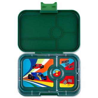 Yumbox Tapas 4C - Greenwich Green (Race Cars Tray)